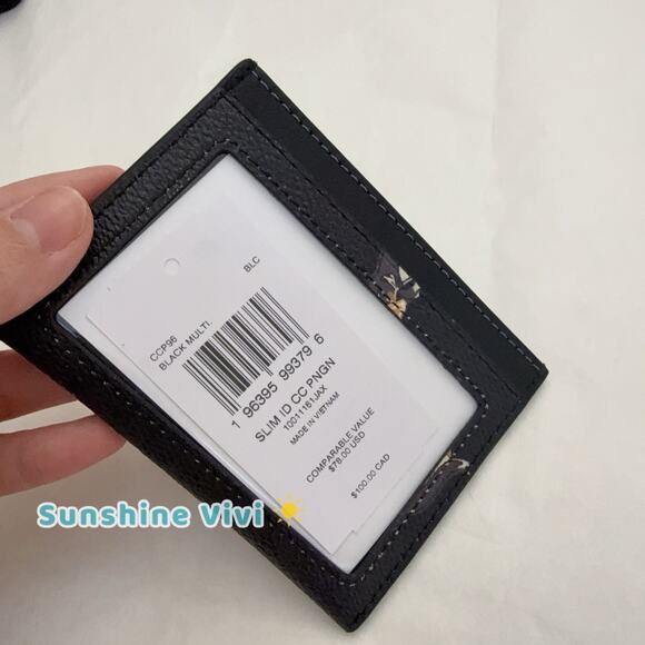 NWT Coach Slim Id Card Case With Penguin Print CCP96 Black Multi - Picture 2 of 6